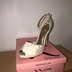Nina Ivory Satin Heel - Women’s size 10M